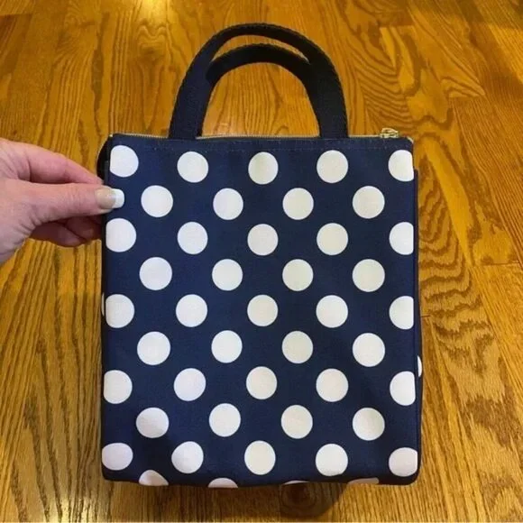 Kate Spade New York Insulated Lunch Bag Navy Jumbo Dot - Picture 5 of 6